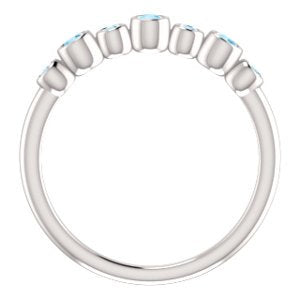 Aquamarine 7-Stone 3.25mm Ring, Rhodium-Plated 14k White Gold