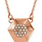 19-Stone Diamond Geometric 14k Rose Gold Pendant Necklace, 16.5" (.08 Cttw)