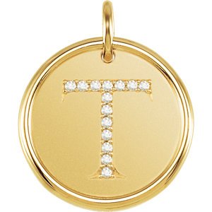 Diamond Initial "T" Pendant, 14k Yellow Gold (.07 Ctw, Color G-H, Clarity I1)