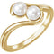 White Freshwater Cultured Pearl Two-Stone Ring, 14k Yellow Gold (04.50-05.00 mm) Size 6.5