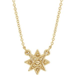 Star Necklace, 14k Yellow Gold, 16-18"