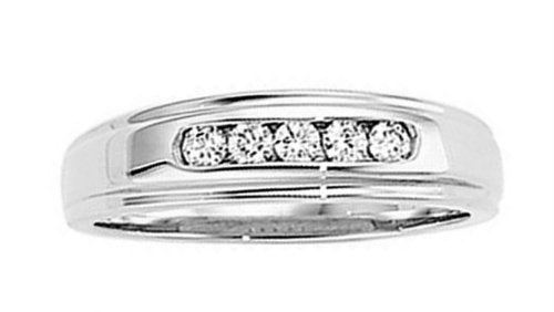 Mens Five Stone Diamond 14k White Gold Band, (.40 Cttw, GH Color, SI2-SI3 Clarity)