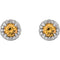 Citrine and Diamond Halo-Style Earrings, 14k White Gold (3.5MM) (.125 Ctw, G-H Color, I1 Clarity)