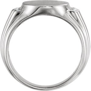 Men's Platinum Diamond Round Signet Ring (.07 Ctw, G-H Color, SI2-SI3 Clarity)