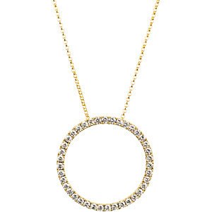 14k White Gold 1 Cttw. Diamond Circle Necklace