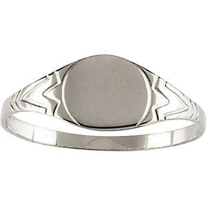 Childrens Sterling Silver Youth Round Signet Ring, Size 3