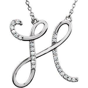 Diamond Initial 'H' Sterling Silver Pendant Necklace, 16.00" (.125 Cttw, GH Color, I1 Clarity)