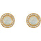 Opal and Diamond Halo-Style Earrings, 14k Yellow Gold (6MM) (.2 Ctw, G-H Color, I1 Clarity)