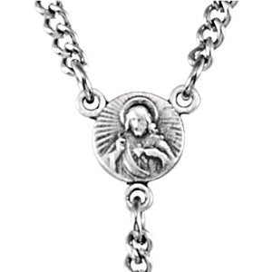 INRI Crucifix Rosary Necklace, Sterling Silver, 29.5"