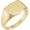 Men's Brushed Closed Back Shield Signet Ring, 14k Yellow Gold (14mm)