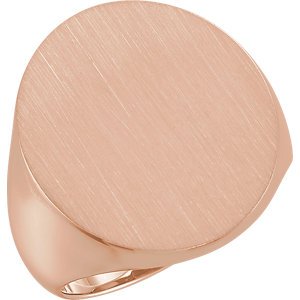 Men's Brushed Hollow Signet Semi-Polished 10k Rose Gold Ring (22x20mm)