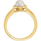 White Freshwater Cultured Pearl and Diamond Halo Ring, 14k Yellow Gold (5.5-6mm) (.05Ctw, G-H Color, I1 Clarity)