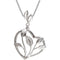 Diamond Heart-Shaped Leaf Design 14k White Gold Pendant Necklace,18" (.05 Cttw)