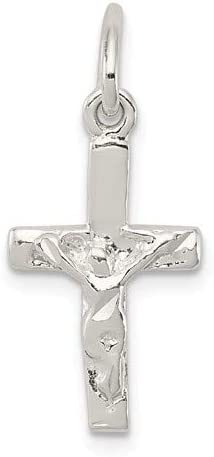 Sterling Silver Cubist-Style Crucifix Charm.94x.39 Inches (24x10 MM)