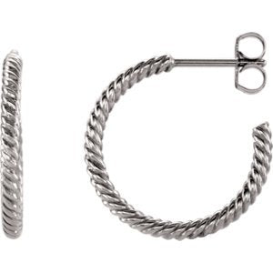 Rope Design Hoop Earrings, Rhodium-Plated 14k White Gold 17mm