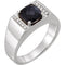 Men's Antique Square Checkerboard Onyx and Diamond Ring, Sterling Silver (.10 Ctw, G-H Color, I1 Clarity) Size 12