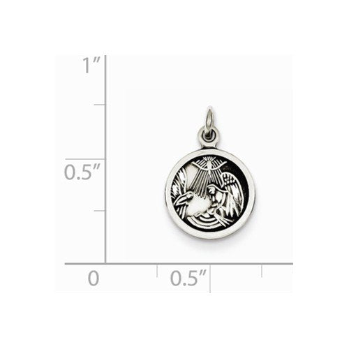 Sterling Silver Antiqued Baptism Medal (16X11MM)