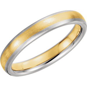 14k Yellow and White Gold Satin-Brushed 4mm Comfort-Fit Band