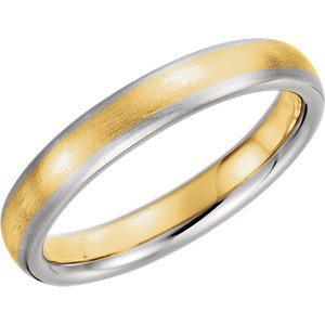 18k White and Yellow Gold Satin-Brushed 4mm Comfort-Fit Band