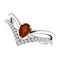 Mozambique Garnet Pear and Diamond Chevron Platinum Ring ( .145 Ctw, G-H Color, SI2-SI3 Clarity)