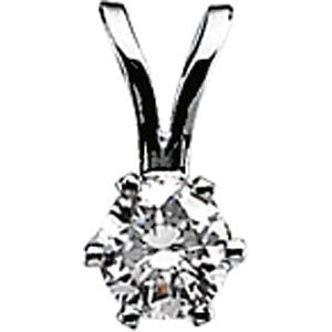 14k White Gold Diamond Solitaire Pendant