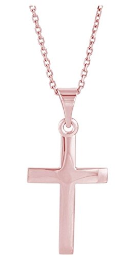 Christian Cross 14k Rose Gold Pendant Necklace, 18" (17x13.7 MM)