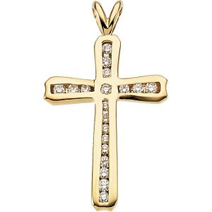 Chapel Diamond Cross 14k Yellow Gold Pendant