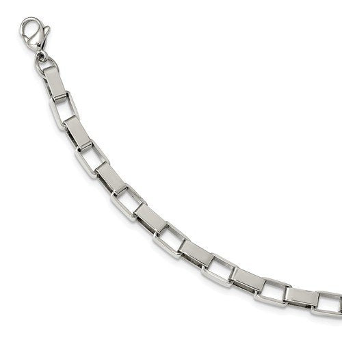 Men's Polished Stainless Steel 6mm Link Bracelet, 8"