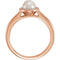 White Freshwater Cultured Pearl and Diamond Halo Ring, 14k Rose Gold (5.5-6mm) (.05Ctw, G-H Color, I1 Clarity) Size 6.5