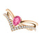 Pink Tourmaline Pear and Diamond Chevron 14k Rose Gold Ring (.145 Ctw,G-H Color, I1 Clarity)