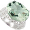 Green Quartz Checkerboard 11.55 Ct Sterling Silver Filigree Ring, Size 10.5