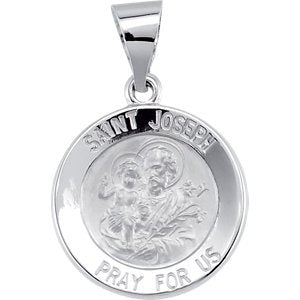 14k White Gold Joseph Medal (15 MM)