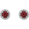 Mozambique Garnet and Diamond Halo-Style Earrings, Rhodium-Plated 14k White Gold (5 MM) (.16 Ctw, G-H Color, I1 Clarity)