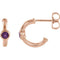 Amethyst J-Hoop Earrings, 14k Rose Gold