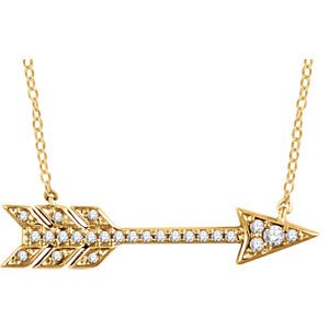 Diamond Arrow 14k Yellow Gold Pendant Necklace, 18" (.10 Cttw)