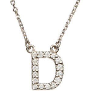 14k White Gold Diamond Alphabet Letter D Necklace (1/6 Cttw, GH Color, l1 Clarity), 16.25" to 18.50"