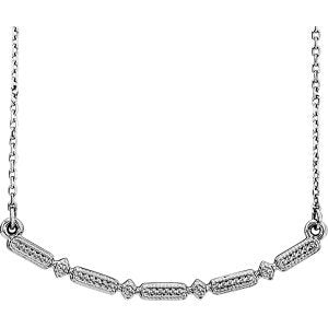 Petite Beaded Bar Necklace, Sterling Silver, 16-18"