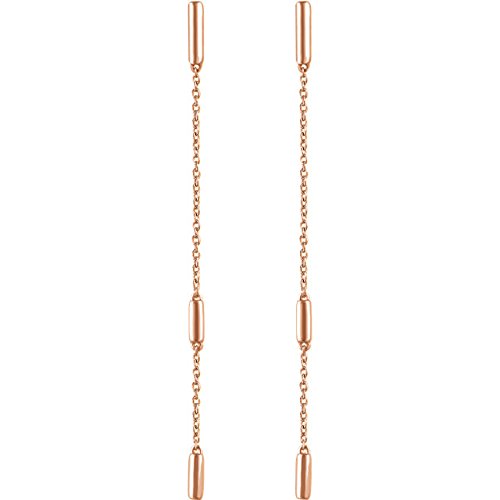 Bar Chain Earrings, 14k Rose Gold