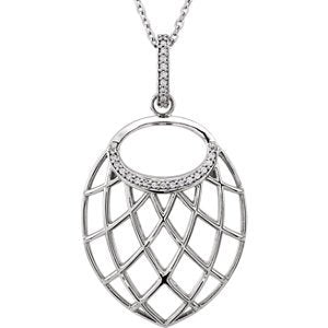 Diamond Nest Design 14k White Gold Pendant Necklace, 18"(.06 Cttw)