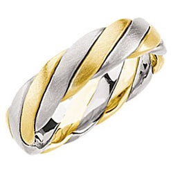 6mm 14k Yellow and White Gold Two-Tone Hand Woven Comfort Fit Band, Size 9