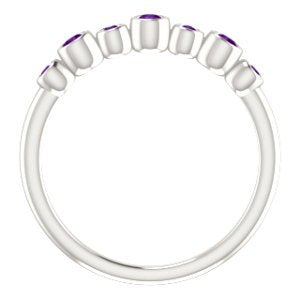 Platinum Amethyst 7-Stone 3.25mm Ring, Size 6.75