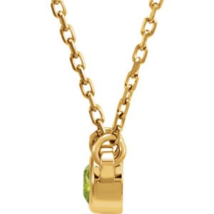 Peridot Solitaire 14k Yellow Gold Pendant Necklace, 16"