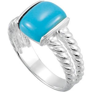 Sterling Silver Turquoise Twisted Ring, Size 7