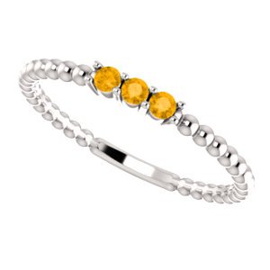 Citrine Beaded Ring, Sterling Silver, Size 6