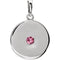 Round Pink Tourmaline Disc Pendant, Rhodium-Plated 14k White Gold