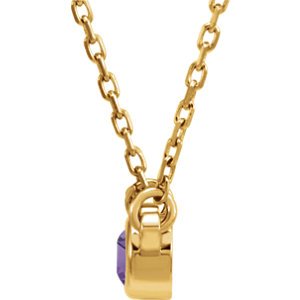 Amethyst Solitaire 14k Yellow Gold Pendant Necklace, 16"