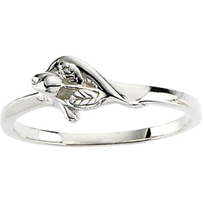 Ave 369 'Unblossomed Rose' Rhodium-Plated 14k White Gold Chastity Ring