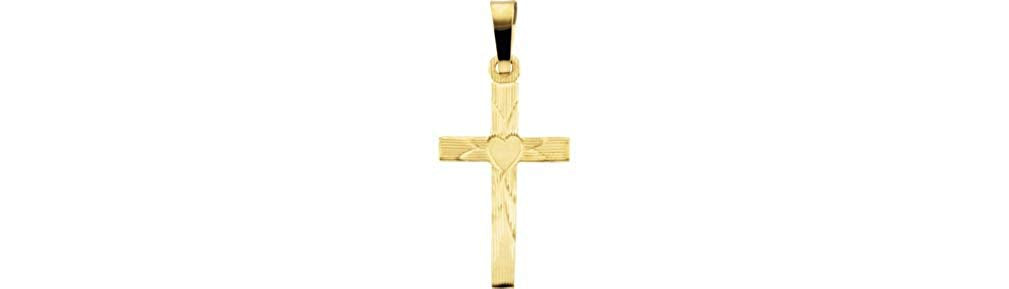 Heart Cross 14k Yellow Gold Pendant