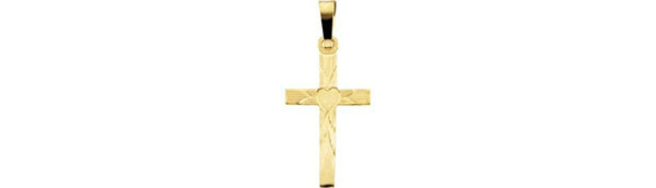 Heart Cross 14k Yellow Gold Pendant