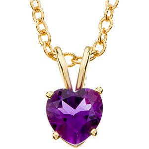 14k Yellow Gold Amethyst Heart Necklace